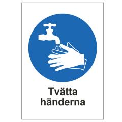  Skylt "Tvätta Händerna" 210x297mm (A4) plast
