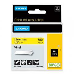  Dymo märktejp/band RhinoPro 12mm x 5,5meter svart/gul vinyl