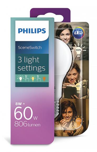  LED-lampa 9,5W(60W) E27 3-stegs dimmer