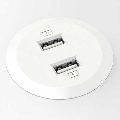  Bordsgenomföring Powerdot mini med 2xUSB-laddare 51mm vit