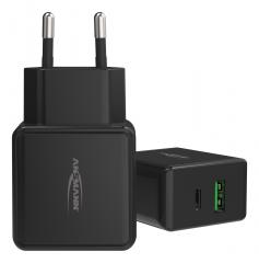  Laddare 220V till 1xUSB-C + 1xUSB-A