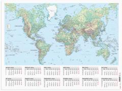  Väggkalender 2024 Väggblad Världskarta