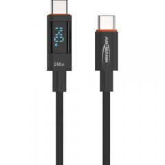  USB-kabel Typ-C med textilhölje och effekt display