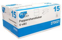  Handduk MegaClean v-vikt, 2-lager vit