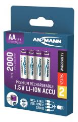  Batteri Ansmann laddbart Lithium AA / LR6 Typ 2000 (min.1800mAh)