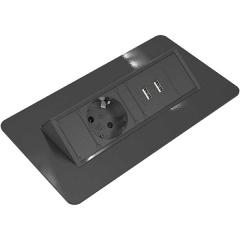 Powerbox Axessline Quickbox med eluttag och 2xUSB-laddare svart