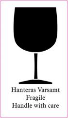  Etikett "Hanteras Varsamt" 70x120mm vit (1000st)