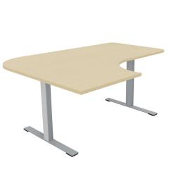 Skrivbord Viva T-staiv fast höjd, med svängd skiva