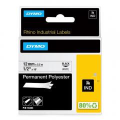  Dymo märktejp/band RhinoPro 12mm x 5,5meter svart/vit polyester