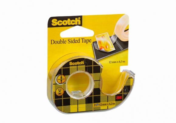 Dubbelhäftande tejp Scotch 136D 12,7mm x 6,3m på hållare
