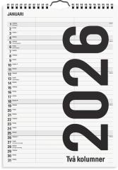  Familjekalender 2026 Black and white 2 kolumner