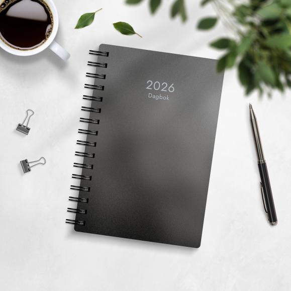  Kalender 2026 Dagbok svart PP-plast