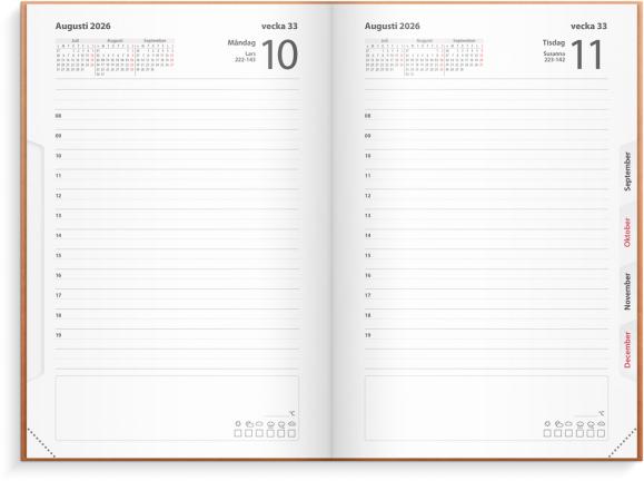  Kalender 2026 Dagbok cognac konstläder