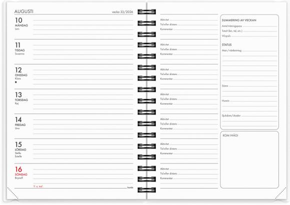  Kalender 2026 Träningskalendern A6 2i1