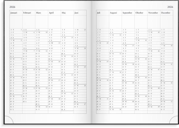  Kalender 2026 Företagarkalendern svart konstläder