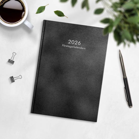  Kalender 2026 Företagarkalendern svart konstläder