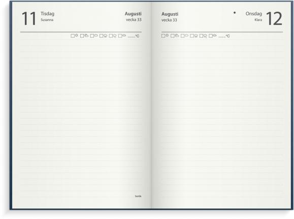  Kalender 2026 1-årsdagbok blått konstläder