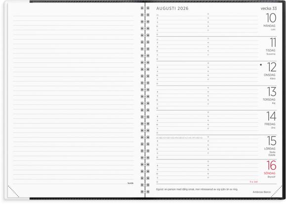  Kalender 2026 Stor Veckokalender svart plast