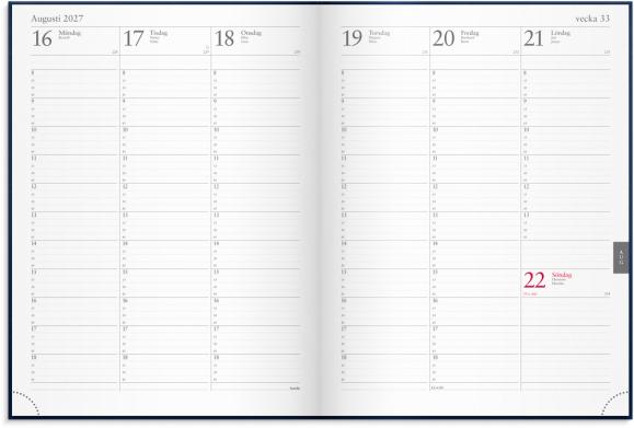  Kalender 2027 Veckojournal blått konstläder
