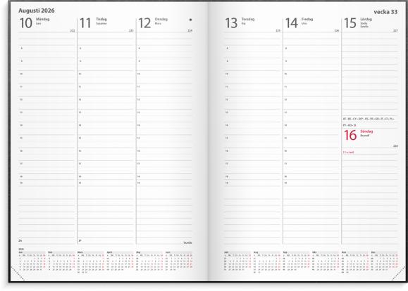  Kalender 2026 Weekly A5 svart konstläder
