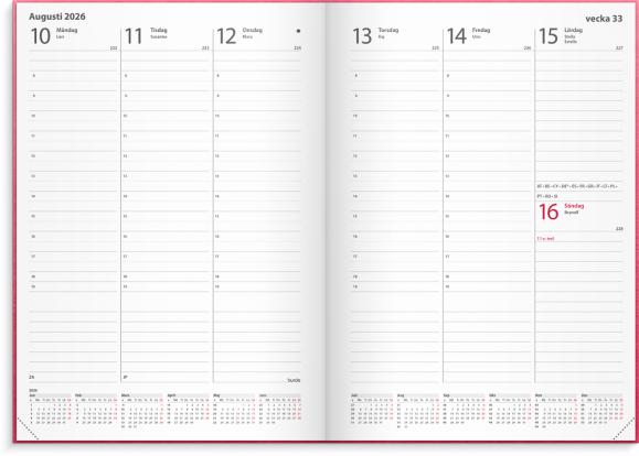  Kalender 2026 Weekly A5 rosa konstläder