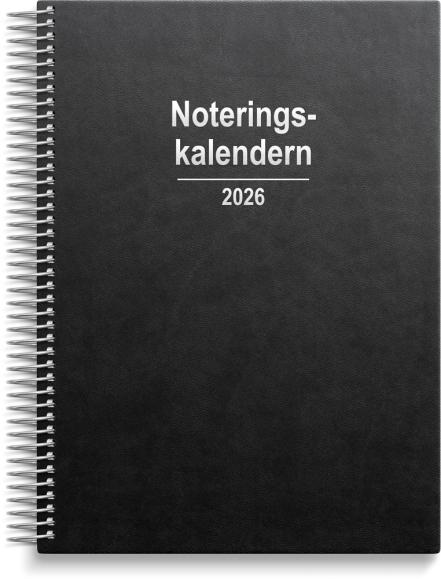  Kalender 2026 Noteringskalendern svart konstläder