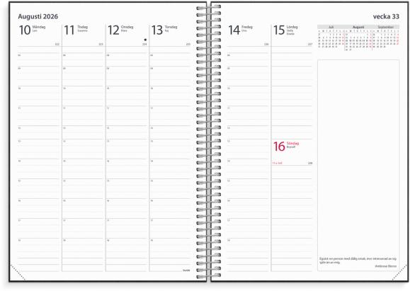  Kalender 2026 Noteringskalendern svart konstläder