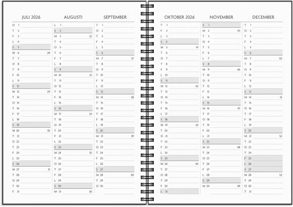  Kalender 2026 Få det gjort svart