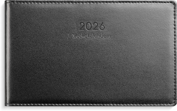  Kalender 2026 Veckokalendern svart skinn