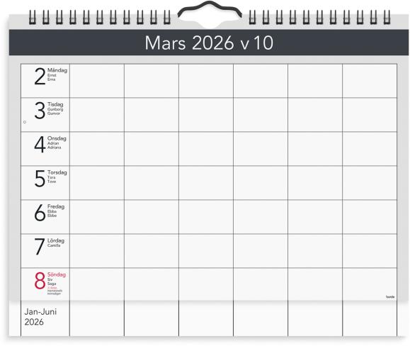  Väggkalender 2026 Väggagenda A4