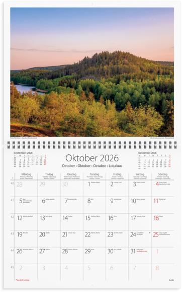  Väggkalender 2026 Sweden med kuvert