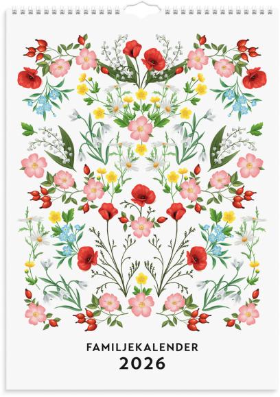 Familjekalender 2026 Illustrerad blomster