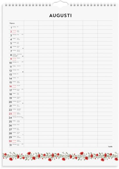  Familjekalender 2026 Illustrerad blomster