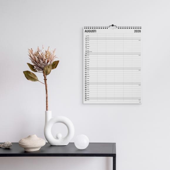 Familjekalender 2026 Black and white 5 kolumner