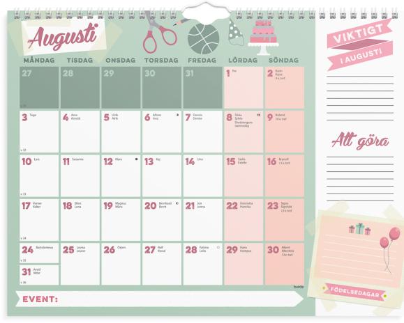  Familjekalender 2026 Familjens månadskalender