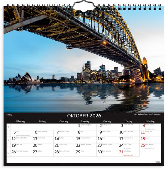  Väggkalender 2026 Skylines