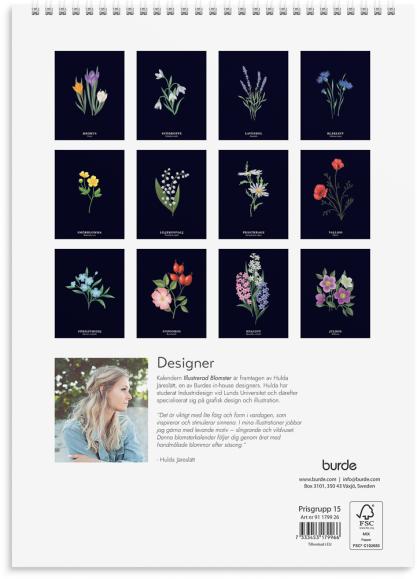  Väggkalender 2026 Illustrerad blomster