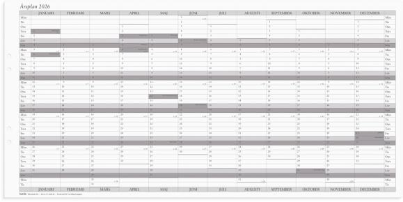  Väggkalender 2026 Årsplan 5/fp