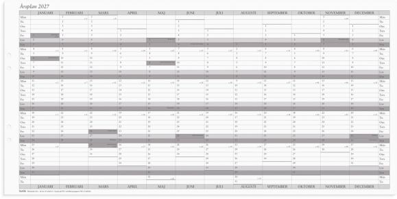  Väggkalender 2027 Årsplan 5/fp