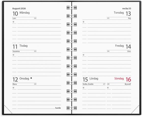  Kalender 2026 Mini svart plast