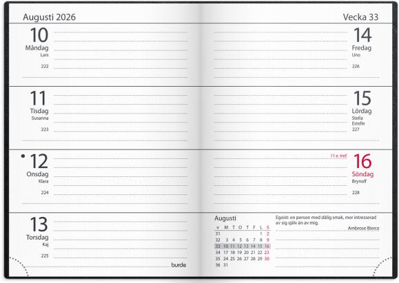 Kalender 2026 Lilla Fickdagboken svart konstläder