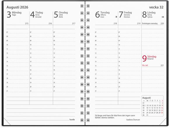  Kalender 2026 Prestige svart plast
