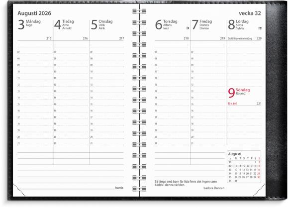  Kalender 2026 Prestige de Luxe svart skinn