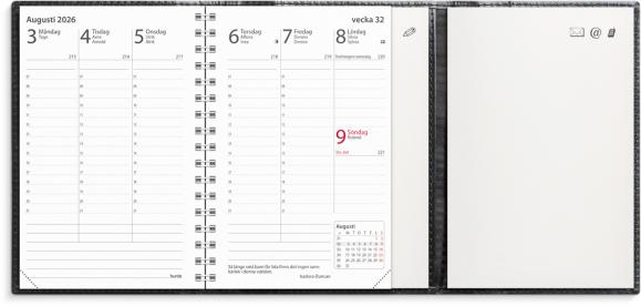  Kalender 2026 Prestige de Luxe svart skinn