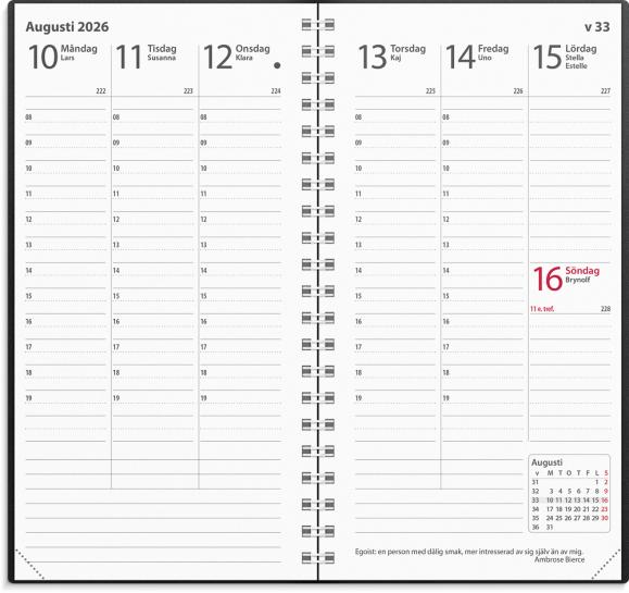  Kalender 2026 Interplano svart plast