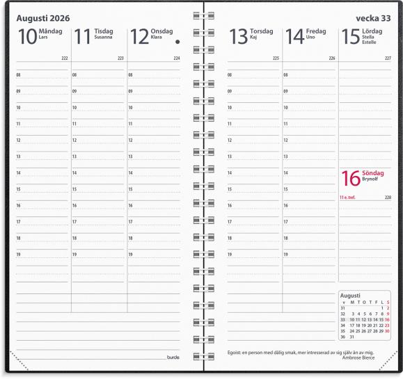  Kalender 2026 Interplano II svart konstläder