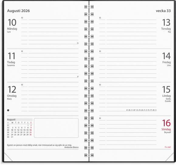  Kalender 2026 Master svart plast