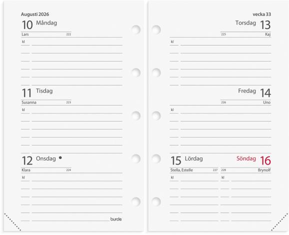  Kalender 2026 Mini Systemkal svart skinn