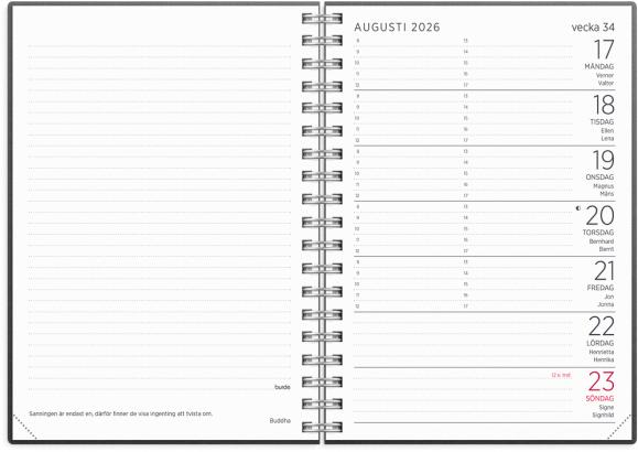  Kalender 2026 Liten Veckokalender Eco Line