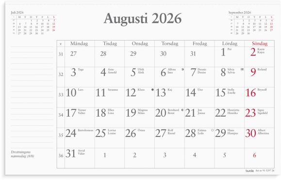  Kalender 2026 Månadsblock 240x152 mm